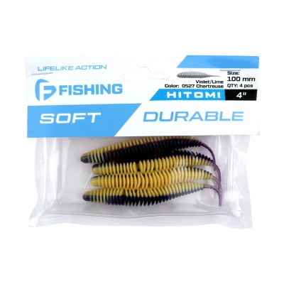 F-FISHING Слаг Hitomi 4" #0527 Violet/Lime Chartreuse 10см 4шт F-FISHING Слаг Hitomi 4" #0527 Violet/Lime Chartreuse 10см 4шт