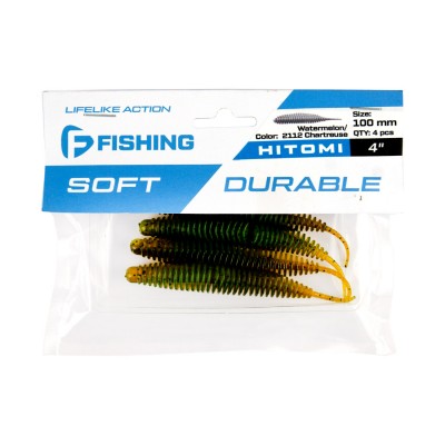 F-FISHING Слаг Hitomi 4" #2112 Watermelon/Chartreuse 10см 4шт F-FISHING Слаг Hitomi 4" #2112 Watermelon/Chartreuse 10см 4шт