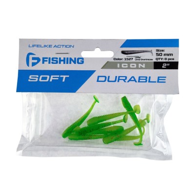 F-FISHING Виброхвост Icon 2" #1527 Lime/Lime Chartreuse 5см 8шт