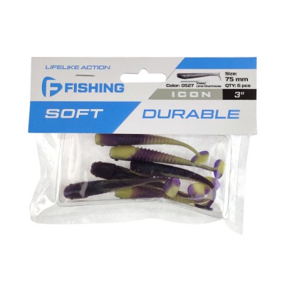 F-FISHING Виброхвост Icon 3" #0527 Violet/Lime Chartreuse 7.5см 6шт