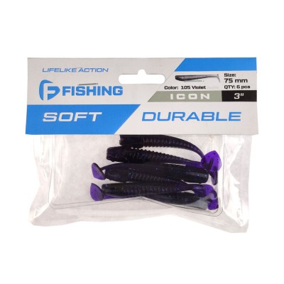 F-FISHING Виброхвост Icon 3" #105 Violet 7.5см 6шт F-FISHING Виброхвост Icon 3" #105 Violet 7.5см 6шт