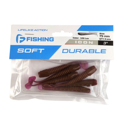 F-FISHING Виброхвост Icon 3" #106 Lox 7.5см 6шт