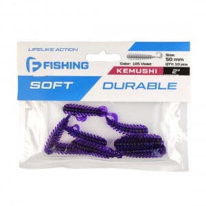 F-FISHING Мягкая приманка Kemushi 2'' #105 Violet 5см 10шт