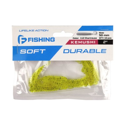 F-FISHING Мягкая приманка Kemushi 2'' #112 Chartreuse 5см 10шт