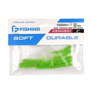 F-FISHING Мягкая приманка Kemushi 2'' #135 Green Apple 5см 10шт