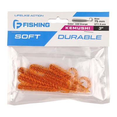 F-FISHING Мягкая приманка Kemushi 3'' #102 Orange 10см 4шт