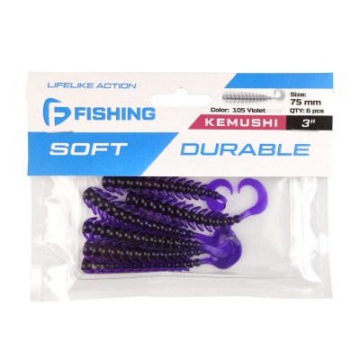 FLAGMAN Мягкая приманка Kemushi 3'' #105 Violet 10см 4шт FLAGMAN Мягкая приманка Kemushi 3'' #105 Violet 10см 4шт