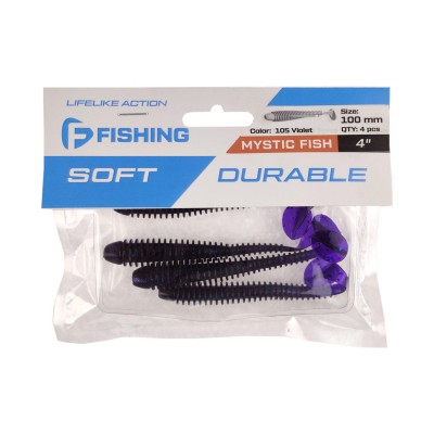 F-FISHING Виброхвост Mystic Fish 4" #105 Violet 10см 4шт