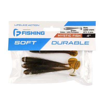 F-FISHING Виброхвост Mystic Fish 4" #120 Green Pumpkin 10см 4шт F-FISHING Виброхвост Mystic Fish 4" #120 Green Pumpkin 10см 4шт