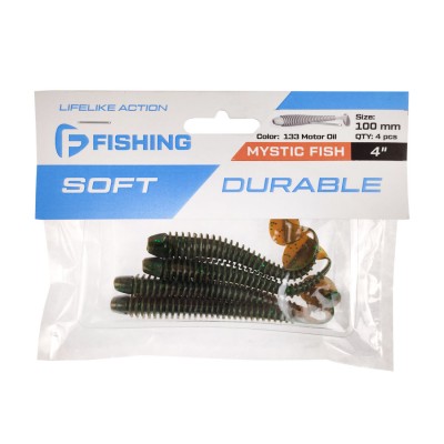 F-FISHING Виброхвост Mystic Fish 4" #133 Motor Oil 10см 4шт