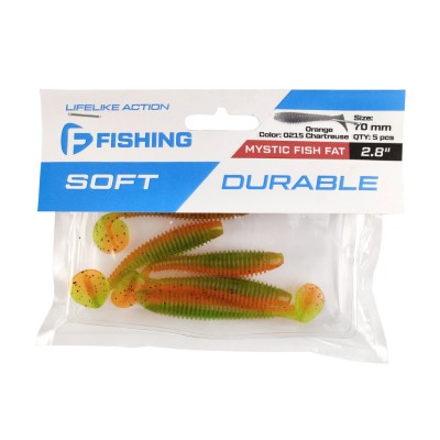 F-FISHING Виброхвост Mystic Fish Fat 2.8" #0215 Orange Chartreuse F-FISHING Виброхвост Mystic Fish Fat 2.8" #0215 Orange Chartreuse