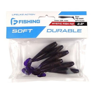 F-FISHING Виброхвост Mystic Fish Fat 2.8" #105 Violet 7см 6шт