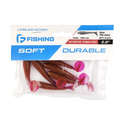 F-FISHING Виброхвост Mystic Fish Fat 2.8" #106 Lox 7см 6шт