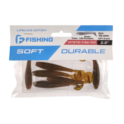 F-FISHING Виброхвост Mystic Fish Fat 2.8" #120 Green Pumpkin 7см 6шт F-FISHING Виброхвост Mystic Fish Fat 2.8" #120 Green Pumpkin 7см 6шт