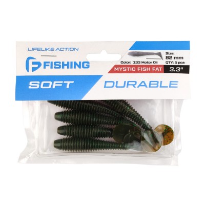 F-FISHING Виброхвост Mystic Fish Fat 3.3" #133 Motor Oil 8.2см 5шт