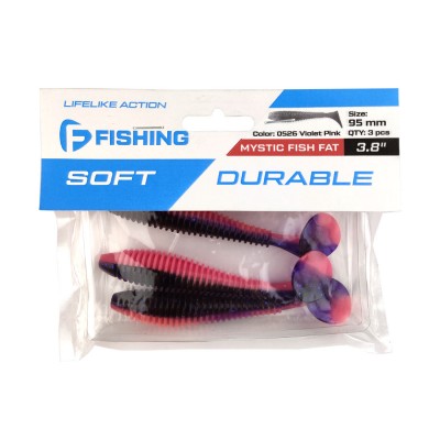 F-FISHING Виброхвост Mystic Fish Fat 3.8" #0526 Violet Pink 9.5см 3шт F-FISHING Виброхвост Mystic Fish Fat 3.8" #0526 Violet Pink 9.5см 3шт