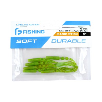 F-FISHING Слаг Magic Stick 3" #135 Green Apple 7.5см 8шт
