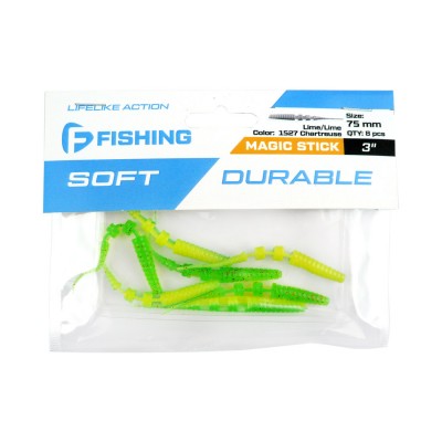 F-FISHING Слаг Magic Stick 3" #1527 Lime/Lime Chartreuse 7.5см 8шт F-FISHING Слаг Magic Stick 3" #1527 Lime/Lime Chartreuse 7.5см 8шт