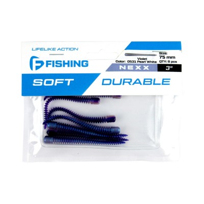F-FISHING Слаг Nexx 3" #0531 Violet/Pearl White 7.5см 8шт