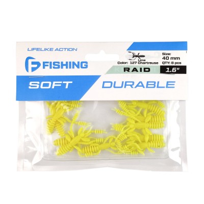 FLAGMAN Мягкая приманка Raid 1.6" #127 Lime Chartreuse 4см 8шт FLAGMAN Мягкая приманка Raid 1.6" #127 Lime Chartreuse 4см 8шт