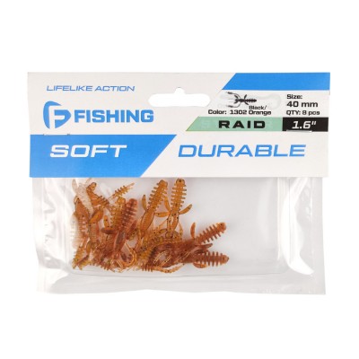FLAGMAN Мягкая приманка Raid 1.6" #1302 Black/Orange 4см 8шт FLAGMAN Мягкая приманка Raid 1.6" #1302 Black/Orange 4см 8шт