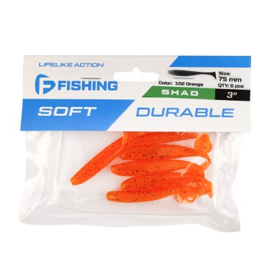 F-FISHING Виброхвост Shad 3" #102 Orange 7.5см 6шт