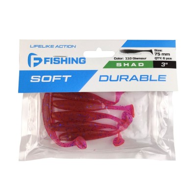 F-FISHING Виброхвост Shad 3" #110 Glamour 7.5см 6шт F-FISHING Виброхвост Shad 3" #110 Glamour 7.5см 6шт