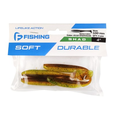 F-FISHING Виброхвост Shad 4" #2112 Watermelon Chartreuse 10см 4шт