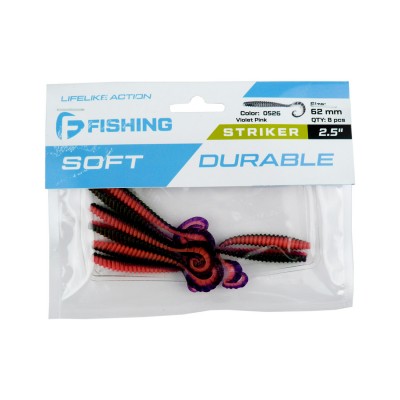 F-FISHING Твистер Striker 2.5'' #0526 Violet Pink 6.2см 8шт F-FISHING Твистер Striker 2.5'' #0526 Violet Pink 6.2см 8шт