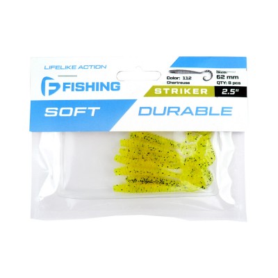 F-FISHING Твистер Striker 2.5'' #112 Chartreuse 6.2см 8шт