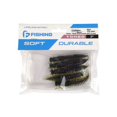 F-FISHING Нимфа Tonbo 3.0" #1816 Black/Chartreuse 7.5см 5шт