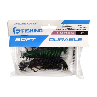 F-FISHING Нимфа Tonbo 4.0" #1816 Black/Chartreuse 10см 4шт