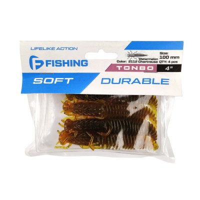 F-FISHING Нимфа Tonbo 4.0" #2112 Watermelon/Chartreuse 10см 4шт