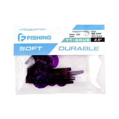 F-FISHING Твистер TT-Grub 2.5'' #105 Violet 6.2см 8шт
