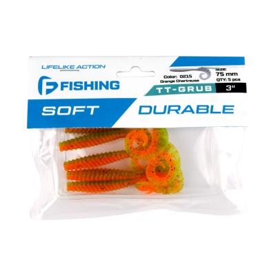 F-FISHING Твистер TT-Grub 3.0'' #0215 Orange Chartreuse F-FISHING Твистер TT-Grub 3.0'' #0215 Orange Chartreuse