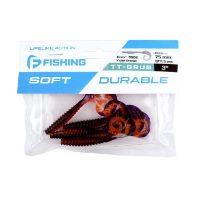 F-FISHING Твистер TT-Grub 3.0'' #0502 Violet Orange