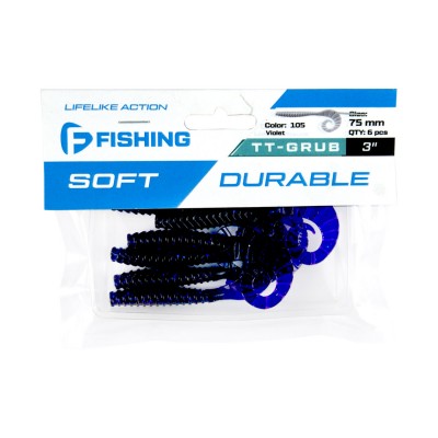 F-FISHING Твистер TT-Grub 3.0'' #105 Violet 7.5см 6шт F-FISHING Твистер TT-Grub 3.0'' #105 Violet 7.5см 6шт