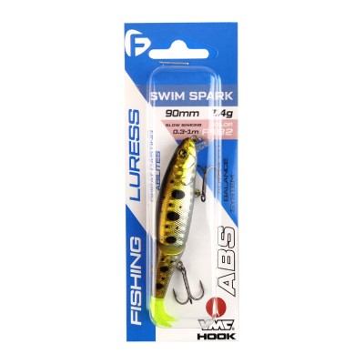F-FISHING Воблер Swim Spark 90мм 7.4г 0.3-1.0м F982 Медленно тонущий