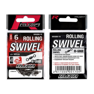 RUZZA Вертлюг Rolling Swivel Black №6 10шт