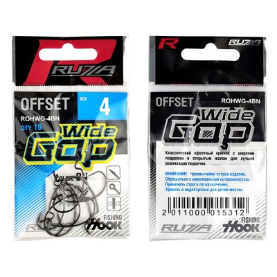 RUZZA Крючок офсетный Offset Hook Wide Gap №4 5шт RUZZA Крючок офсетный Offset Hook Wide Gap №4 5шт