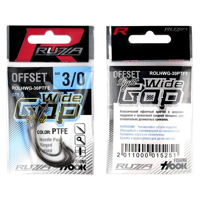 RUZZA Крючок офсетный Offset Light Hook Wide Gap №3/0 5шт RUZZA Крючок офсетный Offset Light Hook Wide Gap №3/0 5шт