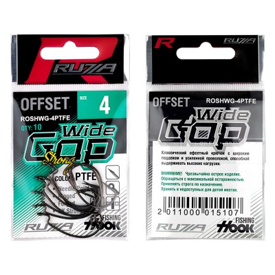 RUZZA Крючок офсетный Offset Strong Hook Wide Gap №4 5шт RUZZA Крючок офсетный Offset Strong Hook Wide Gap №4 5шт