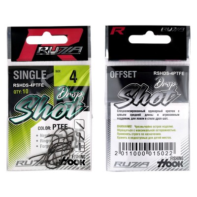 RUZZA Крючок Single Hook Drop Shot №4 10шт RUZZA Крючок Single Hook Drop Shot №4 10шт