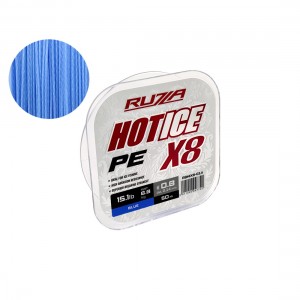 RUZZA Шнур Hot Ice X8 50м Blue 0,14мм 6,8кг/15,1lb