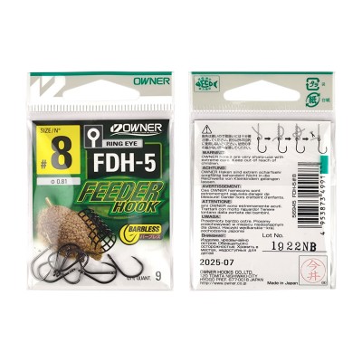 OWNER Крючок Feeder Hook FDH-5 BC №8 9шт OWNER Крючок Feeder Hook FDH-5 BC №8 9шт