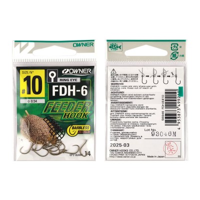 OWNER Крючок Feeder Hook FDH-6 brown №10 14шт OWNER Крючок Feeder Hook FDH-6 brown №10 14шт