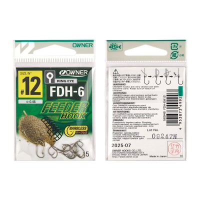 OWNER Крючок Feeder Hook FDH-6 brown №12 15шт