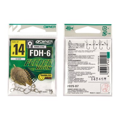 OWNER Крючок Feeder Hook FDH-6 brown №14 15шт OWNER Крючок Feeder Hook FDH-6 brown №14 15шт
