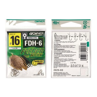 OWNER Крючок Feeder Hook FDH-6 brown №16 15шт OWNER Крючок Feeder Hook FDH-6 brown №16 15шт