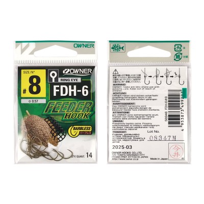 OWNER Крючок Feeder Hook FDH-6 brown №8 14шт OWNER Крючок Feeder Hook FDH-6 brown №8 14шт